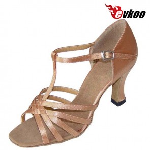 Evkoo Dance Satin Or Pu Woman Latin Salsa Dance Shoes 7cm Four Color Can Be Choose Evkoo-112