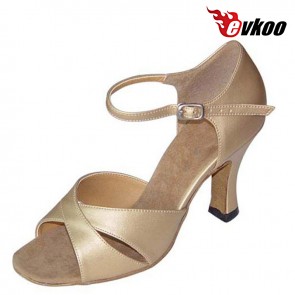 Evkoo Dance Satin Latin Dance Shoes And Imitate Leather Black Woman Salsa Dance Shoes Evkoo-114