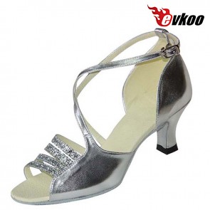 Evkoo Dance Red Black Patent Woman Latin Salsa Dance Shoes Leather Sole Free Shipping Evkoo-144