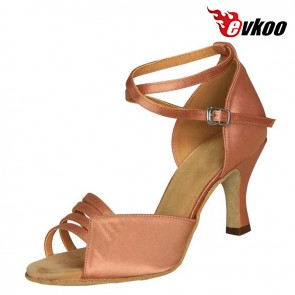 7cm Heel Red Tan Khaki Woman Salsa Shoes Sale Leather Sole Comfortable Material Dance Shoes Evkoo-224