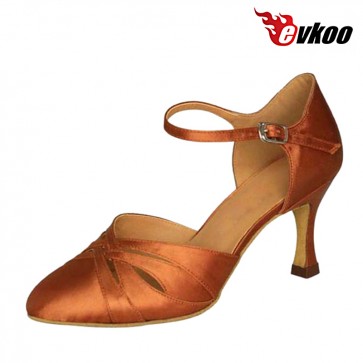Five color Satin Modern ballroom dance shoes for ladies 7cm heel