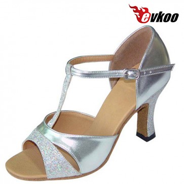 Evkoo Dance Pu And Sparking Latin Salsa Dance Shoes For Woman Golden Sliver Purple Bright Active Color Evkoo-119
