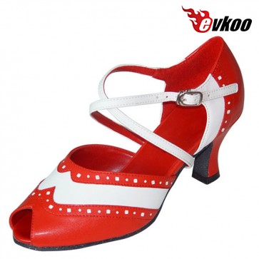 Genuine Leather 6cm Heel High Quality Salsa Shoes Dance Woman X-strap Design Evkoo-288