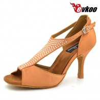 8 cm high heel woman Latin ballroom dance shoes satin with diamond 